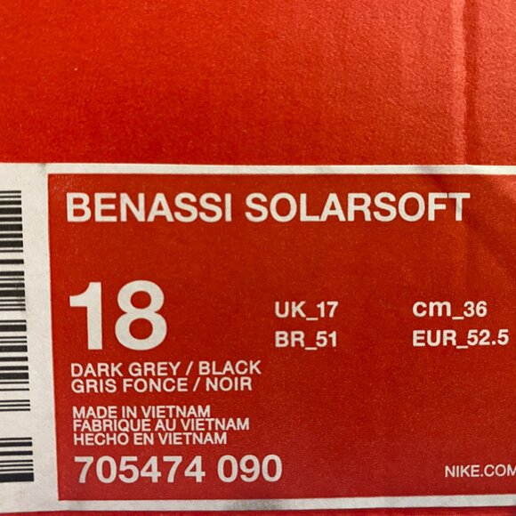 *NEW* Nike Benassi Solarsoft  Slides Sandals Gray Blck main image 5
